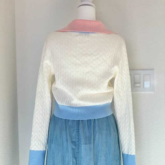 MacyMccoy Color Blocked V-Neck Knit Cardigan Size S - Picture 10 of 10